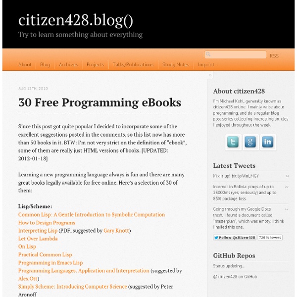 30 free programming eBooks « citizen428.blog()