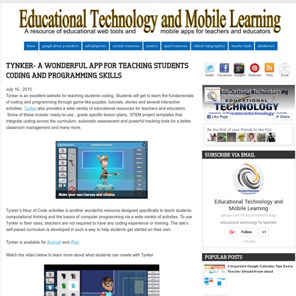 Educational Technology and Mobile Learning: Tynker- A Wonderful App for Teach...