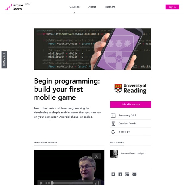 Begin programming: build your first mobile game — University of Reading