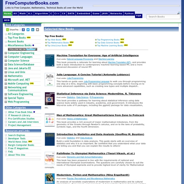 Free Computer, Programming, Mathematics, Technical Books, Lecture Notes and Tutorials