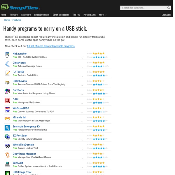 Handy programs to carry on a USB stick. - Featured software selections at SnapFiles