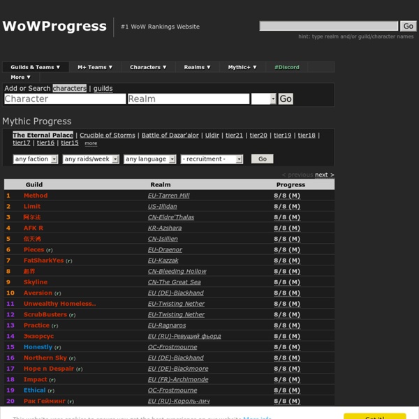 WoWProgress - World of Warcraft Rankings