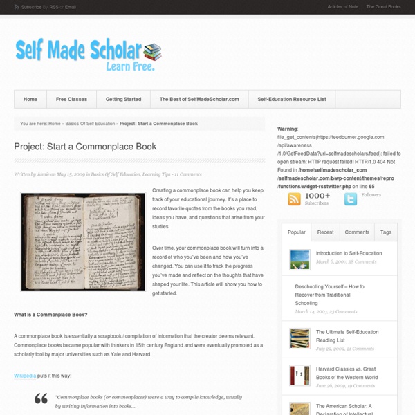 Project: Start a Commonplace Book
