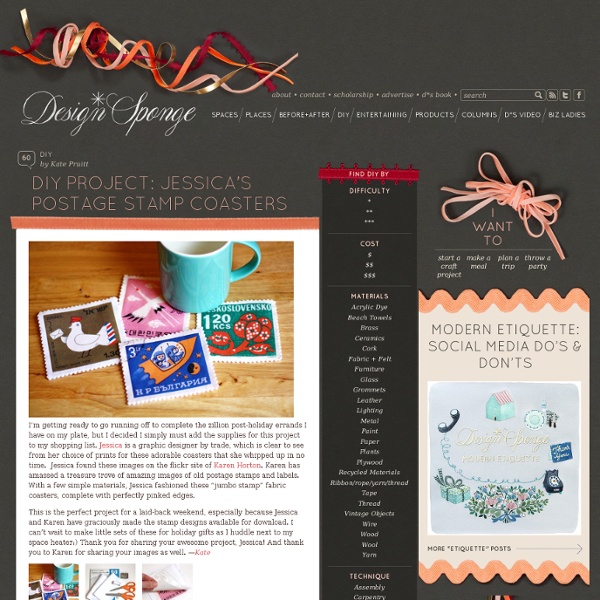 Design*Sponge » Blog Archive » diy project: jessica’s postage stamp coasters