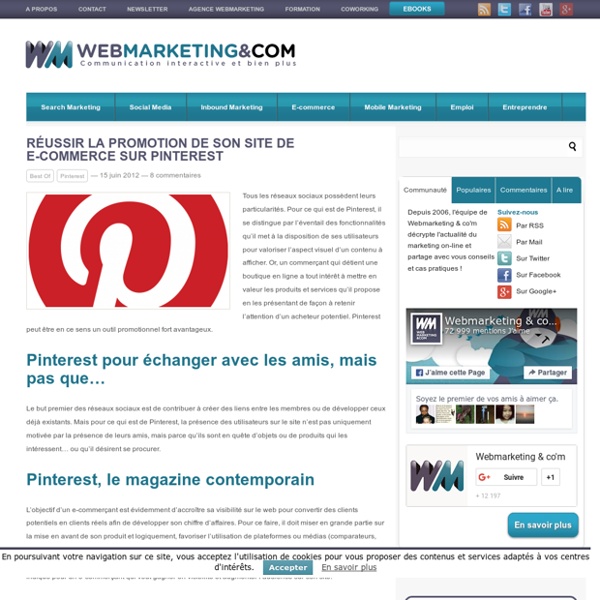 Réussir la promotion de son site de e-commerce sur Pinterest