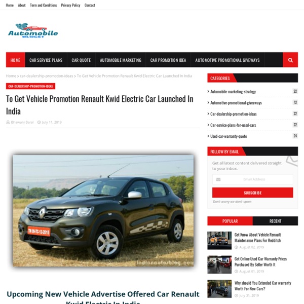To Get Vehicle Promotion Renault Kwid Electric Car Launched In India