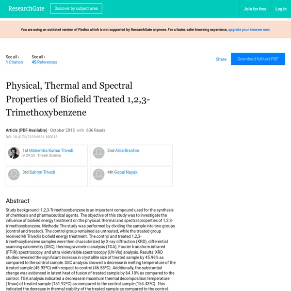 Physical, Thermal and Spectral Properties of Biofield Treated 1,2,3-Trimethoxybenzene