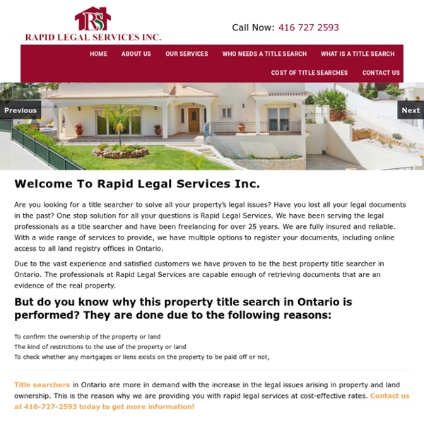 Welcome To Real Property Title Search in Ontario- rapidlegalservices.ca