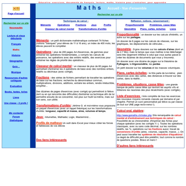 Mathématique, exercices, corrigés, problèmes, fractions, proportionnalité, géométrie, unités, transformations