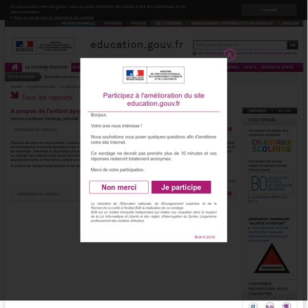 A propos de l'enfant dysphasique et de l'enfant dyslexique