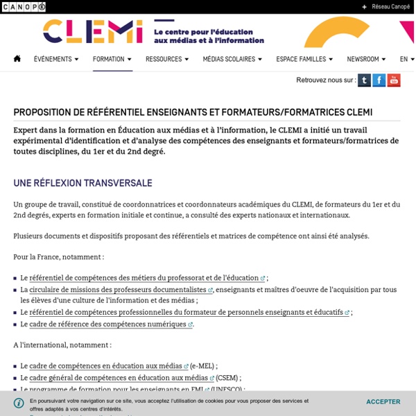 Proposition de référentiel enseignants et formateurs/formatrices CLEMI - CLEMI