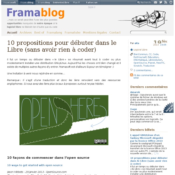 10 propositions pour débuter dans le Libre (sans avoir rien à coder)