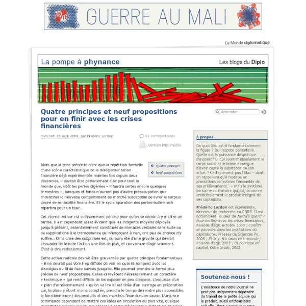 Quatre principes et neuf propositions pour en finir avec les crises financières