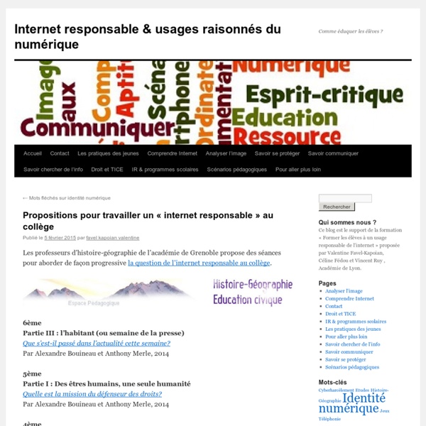 Propositions pour travailler un « internet responsable » au collège