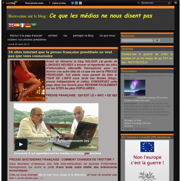 34 sites internet que la presse française prostituée ne veut pas que vous connaissiez