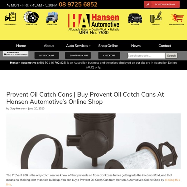 Buy Provent Oil Catch Cans At Hansen Automotive's Online Shop