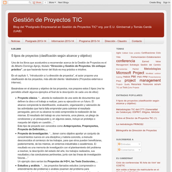 Gestión de Proyectos TIC: 5 tipos de proyectos (clasificación según alcance y objetivo)