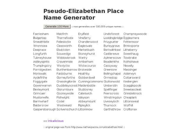 Pseudo-Elizabethan Place Name Generator