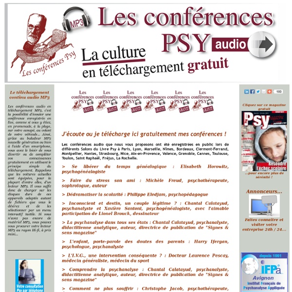 Conférences Psy Audio gratuites, téléchargeables (MP3) dans Signes et sens