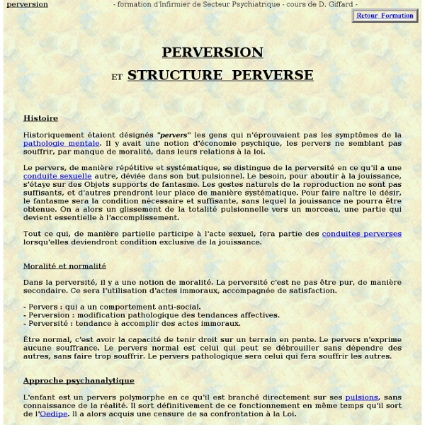 Perversion structure perverse psychiatrie adulte pathologie psychiatrique therapie symptome pervers