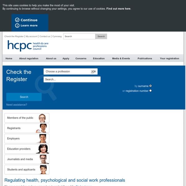 HCPC - Homepage (Health and Care Professions Council)