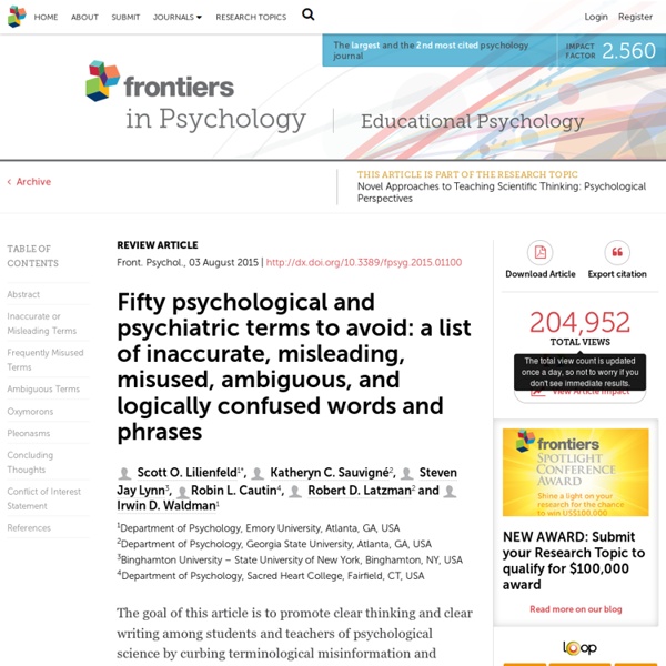 Fifty psychological and psychiatric terms to avoid: a list of inaccurate, misleading, misused, ambiguous, and logically confused words and phrases