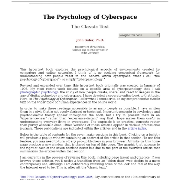 The Psychology of Cyberspace