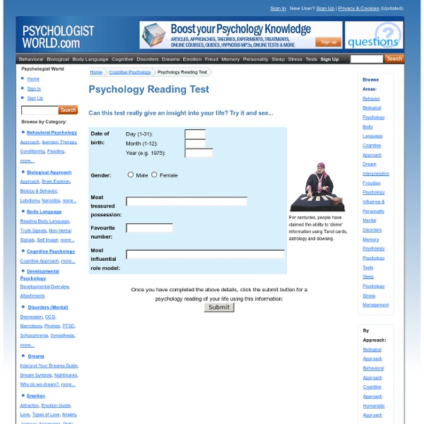 Psychology Reading Test - Cognitive Psychology
