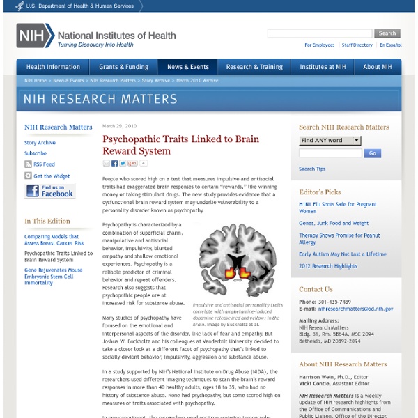 Psychopathic Traits Linked to Brain Reward System - NIH Research Matters