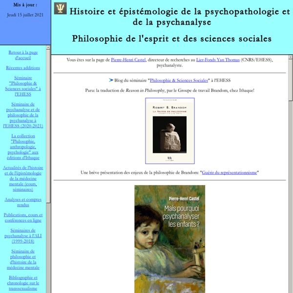 Philosophie de l'esprit, psychopathologie, psychanalyse - Pierre-Henri Castel