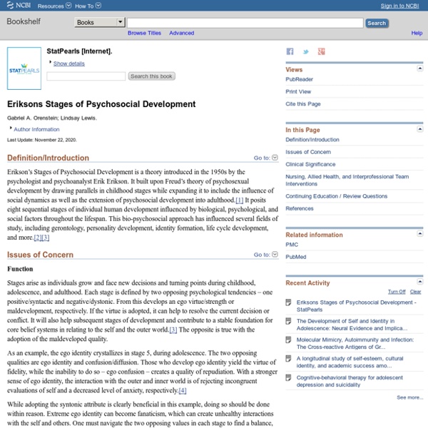 Eriksons Stages of Psychosocial Development - StatPearls - NCBI Bookshelf