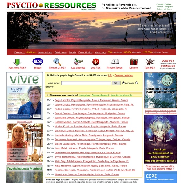 Psycho-Ressources: psychologie, psychologues