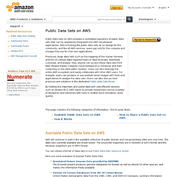 Public Data Sets on Amazon Web Services (AWS)