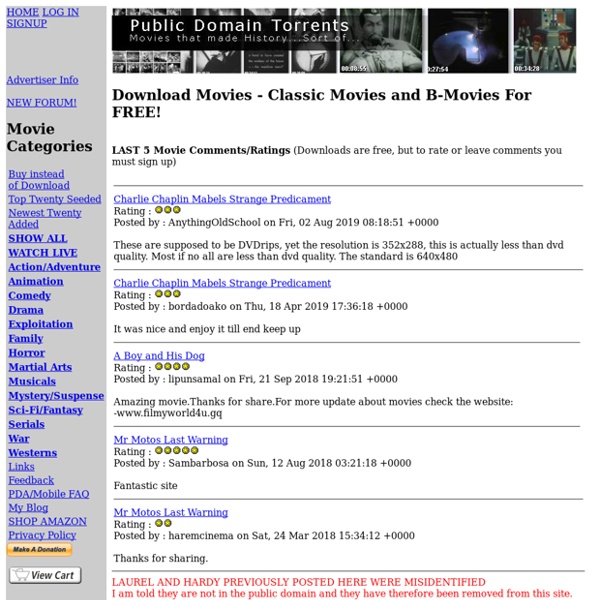Public Domain Movie Torrents with PDA iPod Divx PSP versions