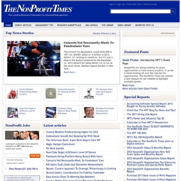 The NonProfit Times,The Leading Business Publication For Nonprofit Management & News for the NonProfit Sector