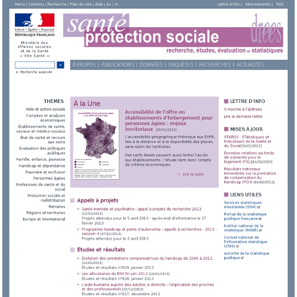 DREES - Etudes recherches et statistiques - Ministère du Travail, de l'Emploi et de la Santé