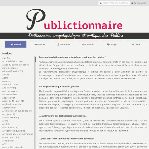 Dictionnaire encyclopédique et critiques des publics