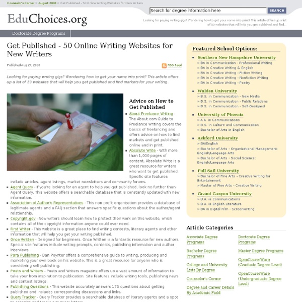 Get Published - 50 Online Writing Websites for New Writers