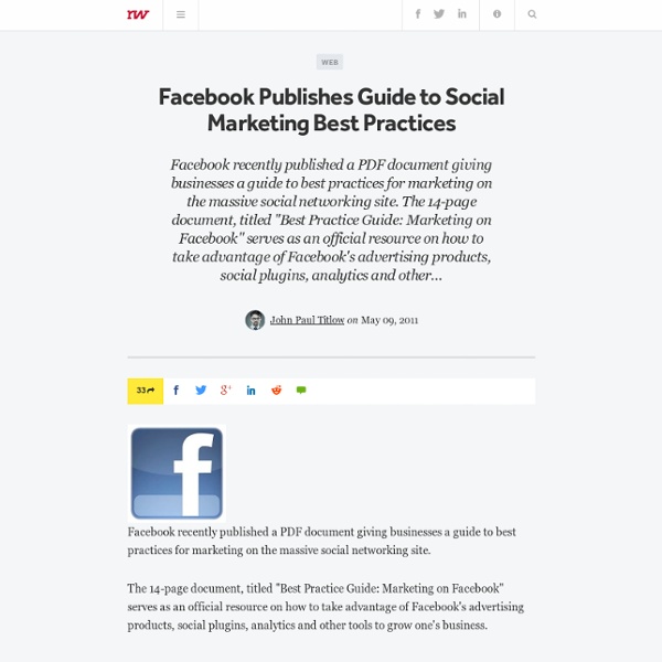 Facebook Publishes Guide to Social Marketing Best Practices