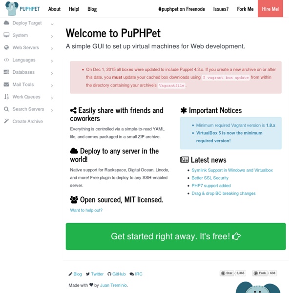 PuPHPet - Online GUI configurator for Puppet & Vagrant
