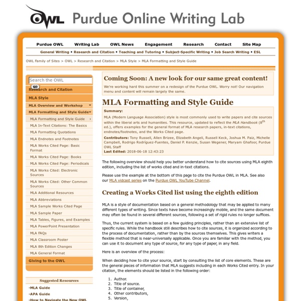 Mla formatting and style guide   the owl at purdue