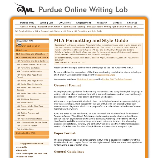 MLA Formatting and Style Guide