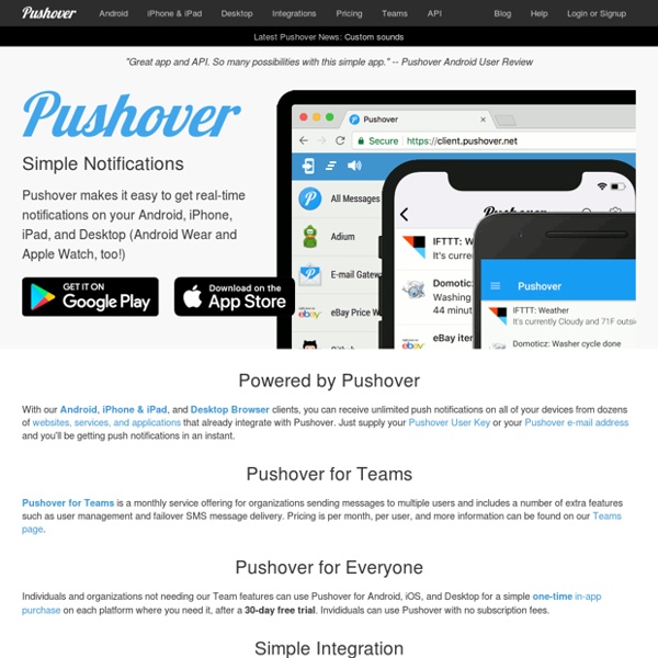 Pushover: Simple Notifications for Android, iOS, and Desktop
