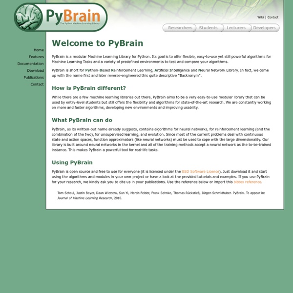 PyBrain - Python Module for Neural Networks