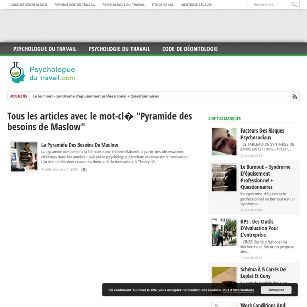 Pyramide des besoins de Maslow « Psychologue du Travail