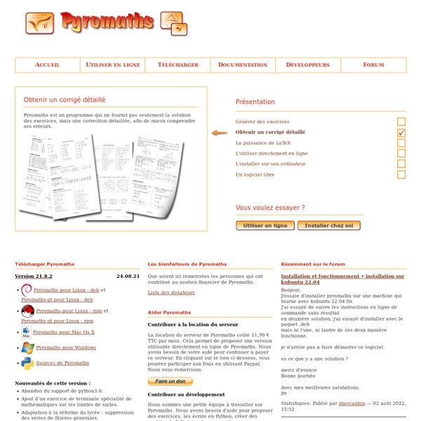 Pyromaths, un générateur de fiches d’exercices