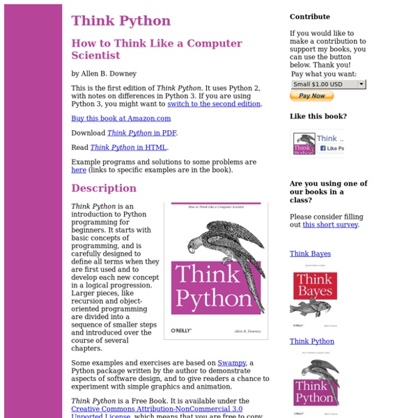 Think Python: How to Think Like a Computer Scientist