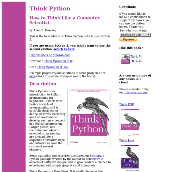 Think Python: How to Think Like a Computer Scientist