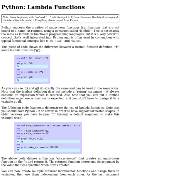 Python: Lambda Functions