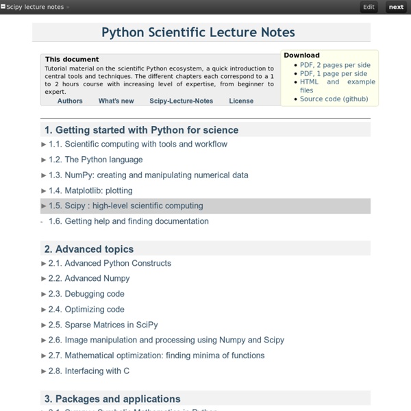 Python Scientific Lecture Notes — Scipy lecture notes
